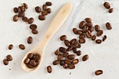 Coffee beans with a spoon