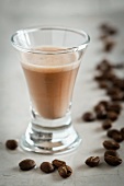 Coffee liqueur and coffee beans