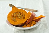 Hokkaido pumpkin, sliced