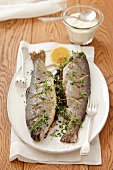 Stuffed trout with buckwheat and mushrooms