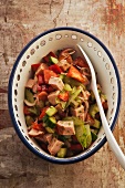 Vegetable salad with diced ham