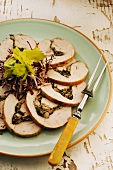 Stuffed turkey breast with bean and spinach filling