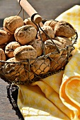 Walnuts in a wire basket