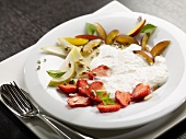 Yoghurt foam with roasted nuts and fresh fruit