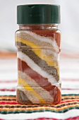 Spice mixture from Bulgaria in a screw-top glass jar