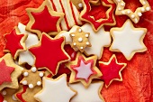 Christmas cookies with red and white icing