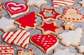 Christmas cookies with red and white icing