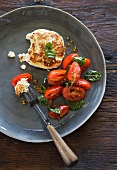 Frittele di ricotta (ricotta cakes with tomatoes and basil)