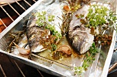 Oven-baked bream with herbs and garlic