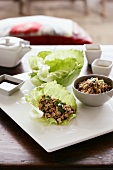 San choy bao (chicken wrapped in lettuce leaves, China)