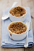 Two apple crumbles