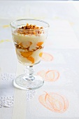 Vanilla cream with apricots and pralines