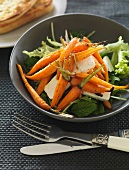 A salad of fried carrots and goat's cheese