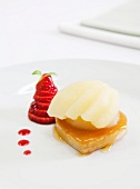 Pear tart with strawberries