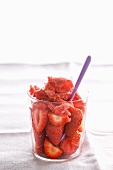 Strawberry salad with strawberry granita