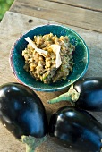 Melitzanosalata; Greek Eggplant Dip; In a Bowl; Fresh Eggplants