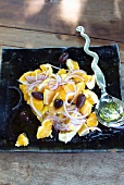 Orange Salad with Olives, Red Onion and Olive Oil