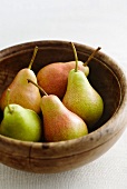 Pears in a wooden bowl