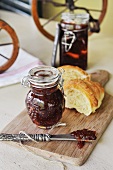 Strawberry and ginger jam with a croissant