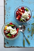 Summer berries with yogurt ice cream