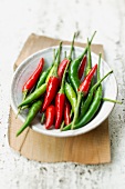 Green and red chillies