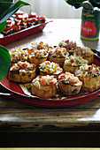 Baked sweet potatoes with breadcrumbs and bacon