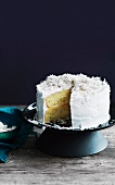 A coconut cake with lime cream
