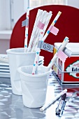 Straws with flags as name tags