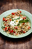 Bulgur salad with pepper and egg