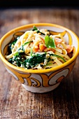 Tagliatelle with spinach and lentils