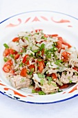 Tuna salad with pepper and onions