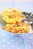 Fried pineapple with desiccated coconut