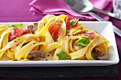 Tagliatelle with chorizo and beef