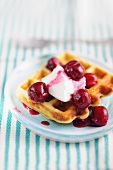 Waffles with cherries