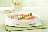 Radish soup with croutons