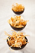 Various styles of potato chips