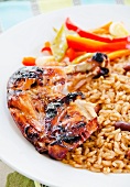 Jerk chicken with beans and rice (Jamaica)