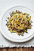 Spaghetti with aubergines and courgettes