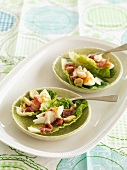 Cos lettuce with bacon, egg and croutons