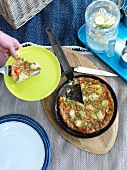 A picnic with frittata and lemonade