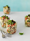 Rice salad with wild rice and fresh herbs