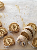 Coffee Swiss roll filled with buttercream