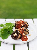 Aubergine rolls with a ricotta filling and tomato sauce