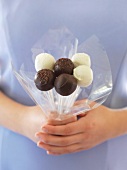 White and brown chocolate cake pops