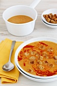 Red lentil soup with croutons