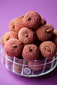 Lychees in a glass bowl
