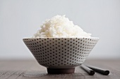 White Rice in a Green Bowl