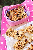 Homemade granola bars for a picnic