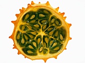 A halved kiwano (seen from above)