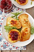 Grilled oscypek (Polish smoked cheep's cheese) with nectarines and cranberry jam